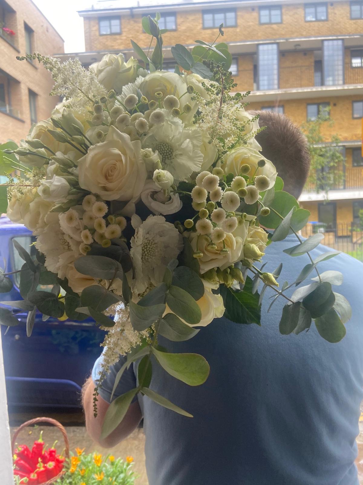 Ivory Lace & Wild Eucalyptus Grand Bouquet