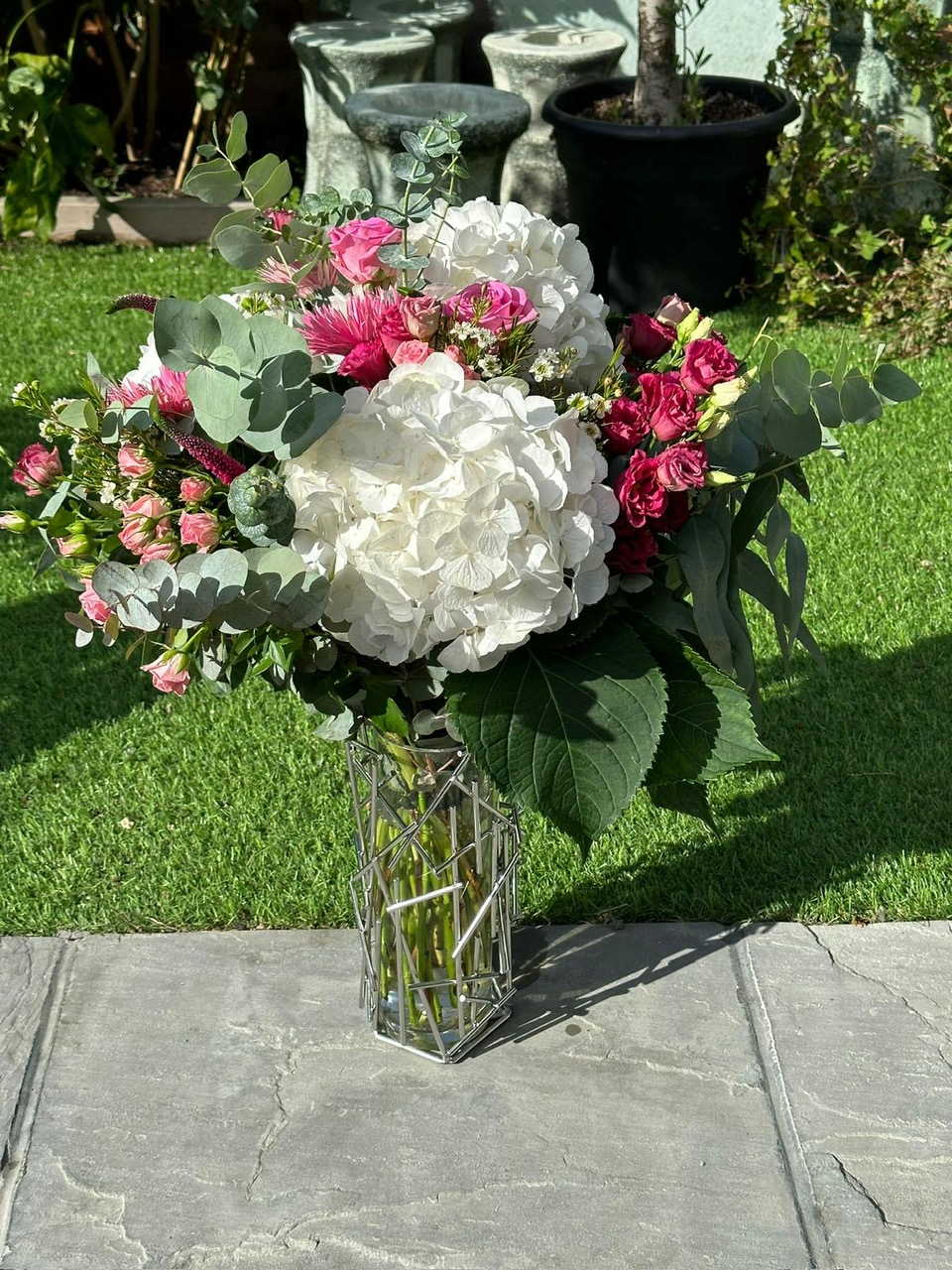 Blush Hydrangea & Geometric Luxe Bouquet