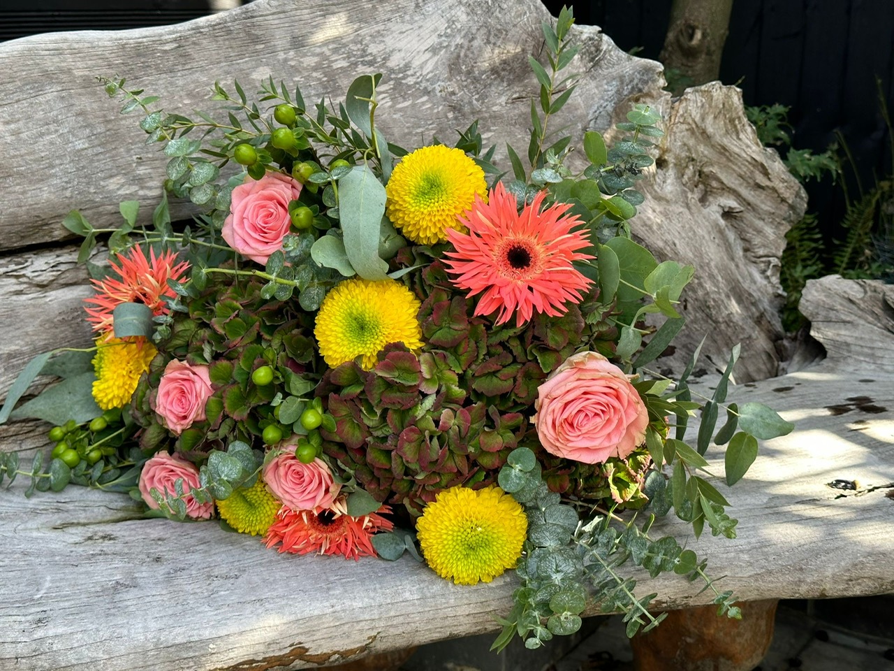 Autumn Blush Hydrangea & Rose Bouquet